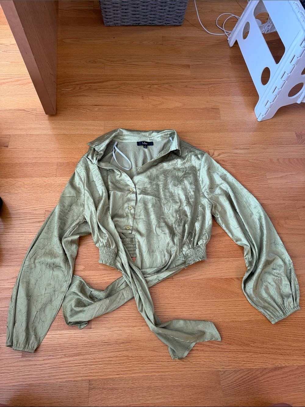 Lulus Sage Green Tie-Front Blouse - Women Tops